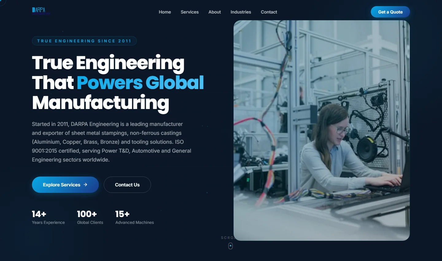 Locally rendered DARPA Engineering website interface from the public repository